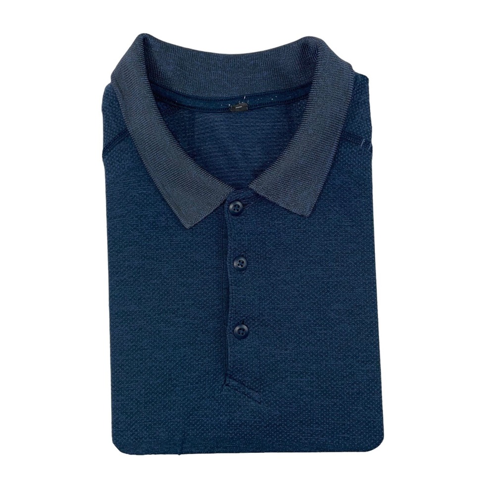 Lululemon Mens Metal Vent Tech Performance Polo Shirt Blue Large